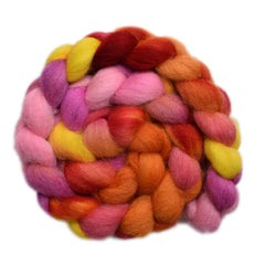 Hand painted Texel/Blackface/Lleyn wool roving for hand spinning and felting