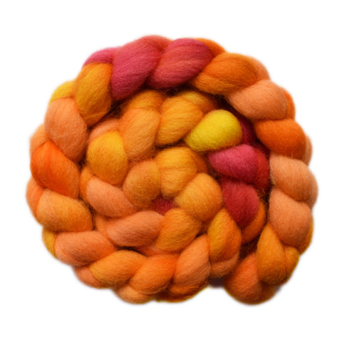 Brecknock Hill Cheviot Wool Roving - Profusion of Peaches 2 - 4.0 ounces