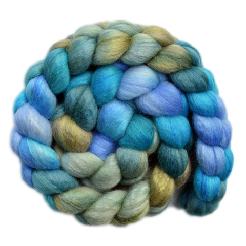 Silk / BFL 25/75% Wool Roving - Forest Lake - 4.2 ounces