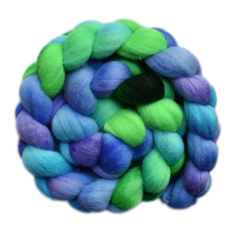 Hand painted Punta Arenas wool roving for hand spinning and felting
