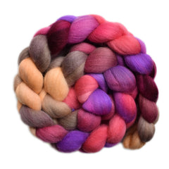 Hand painted Punta Arenas wool roving for hand spinning and felting