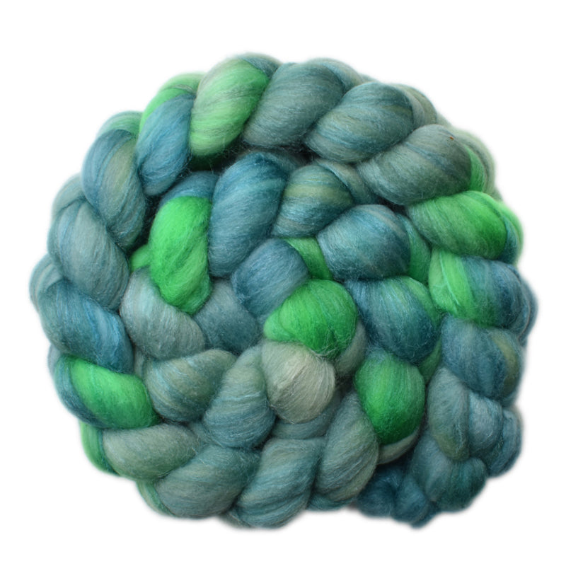 Silk / Merino 20/80% Wool Roving - Green Thoughts 1 - 4.2 ounces