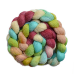 Hand painted Texel / Blackface / Lleyn wool roving for hand spinning and felting