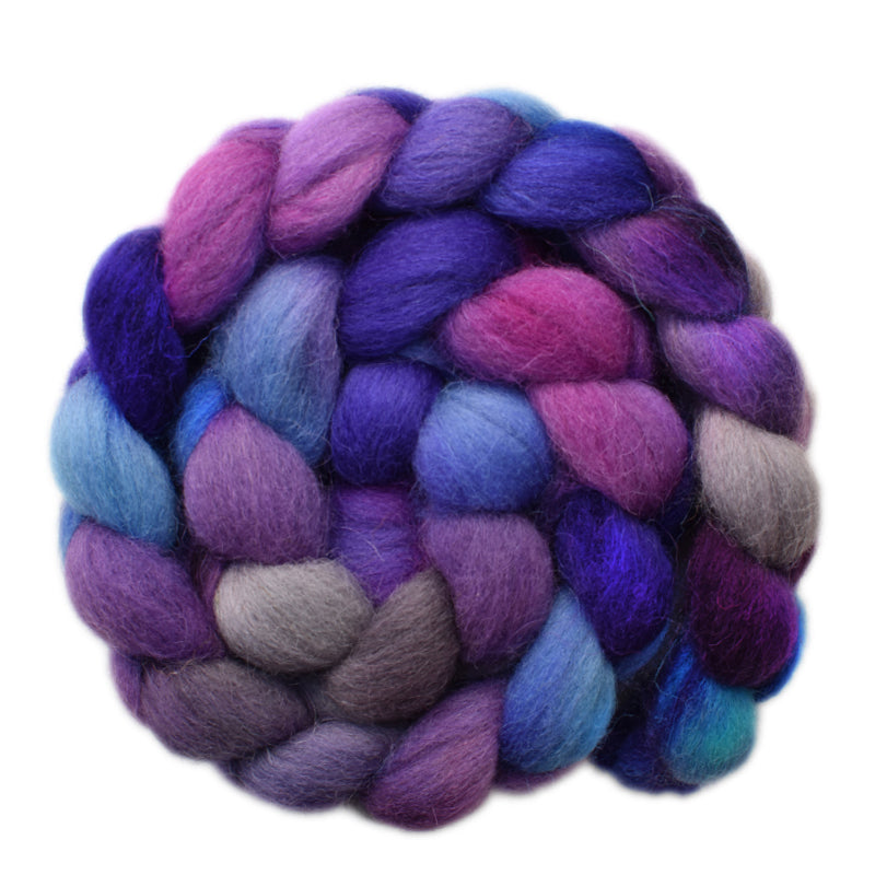 Hand painted Bergschaf wool roving for hand spinning and felting