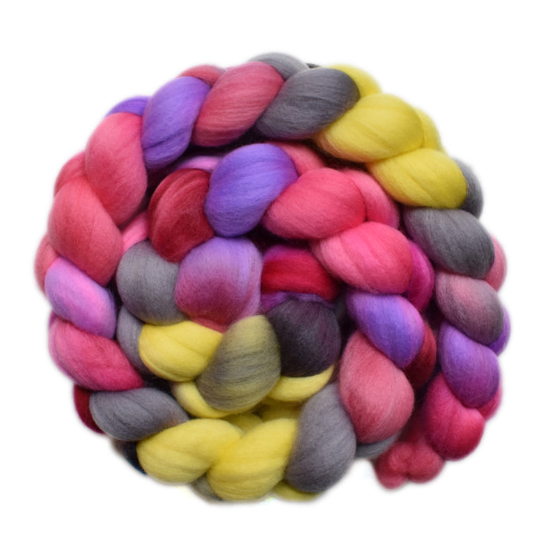Hand painted Merino wool roving for hand spinning and felting