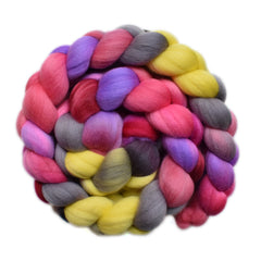 Hand painted Merino wool roving for hand spinning and felting
