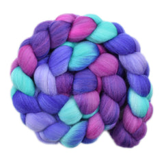 Hand painted Silk / Polwarth wool roving for hand spinning and felting