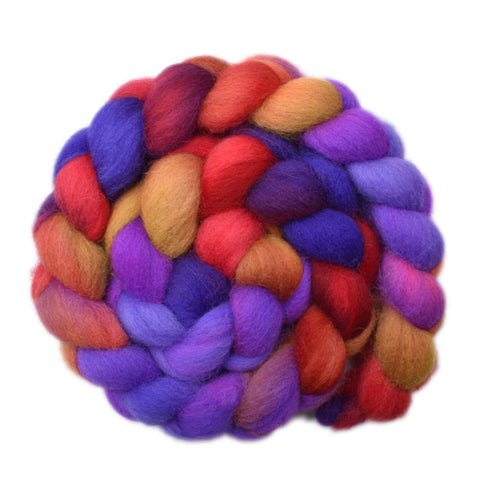 Brecknock Hill Cheviot Wool Roving - Exuberant Display 1 - 3.9 ounces