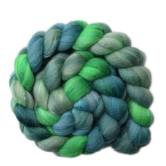 Silk / Merino 20/80% Wool Roving - Green Thoughts 2 - 4.3 ounces