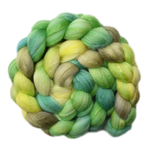 Silk / Merino 20/80% Wool Roving - Grasshoppers 2 - 4.4 ounces