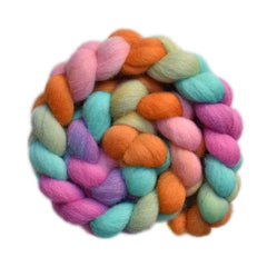 Hand painted Lleyn wool roving for hand painting and felting