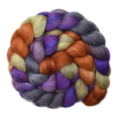 Silk / BFL 25/75% Wool Roving - Copper Ore - 4.2 ounces