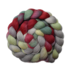 Hand painted Brecknock Hill Cheviot wool roving for hand spinning