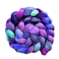 Hand painted Lleyn wool roving for hand spinning and felting