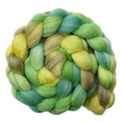 Hand painted silk / Merino wool roving for hand spinning and felting