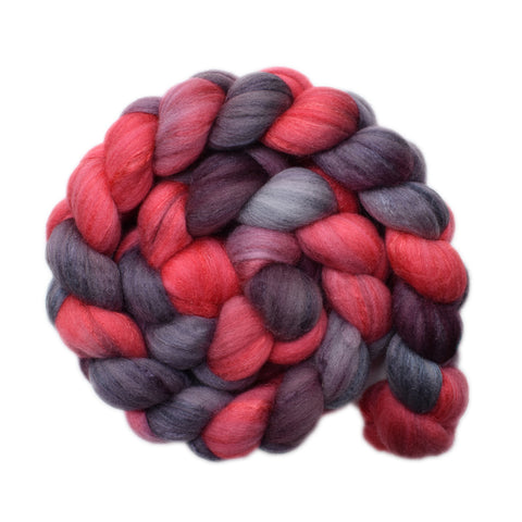 Silk / Merino 20/80% Wool Roving - Dying Fire - 4.0 ounces