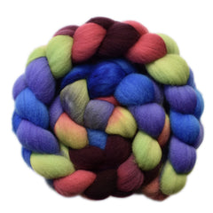 Hand painted Targhee wool roving for hand spinning and felting