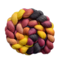 Hand paitned Lleyn wool roving for hand spinning and felting