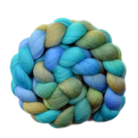 Corriedale Wool Roving - Tree-Lined Pond 1 - 4.1 ounces