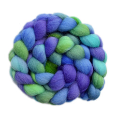 Hand painted Lleyn wool roving for hand spinning and felting
