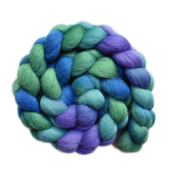 Hand paitned Lleyn wool roving for hand spinning and felting