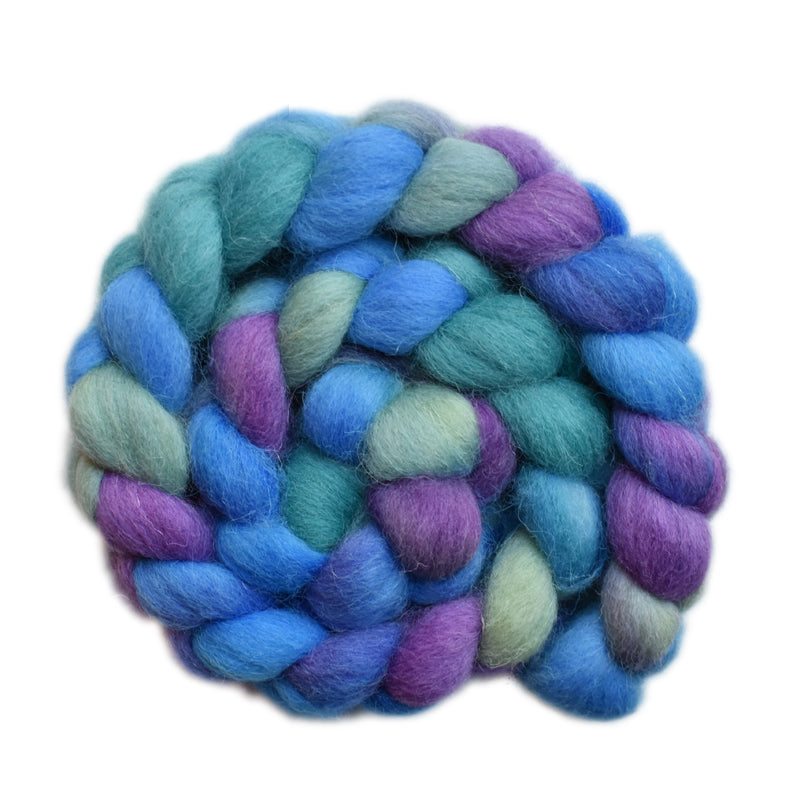 Hand painted Texel / Blackface / Lleyn wool roving for hand spinning and felting