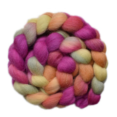 Hand painted Bergschaf wool roving for hand spinning and felting