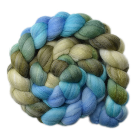 Silk / Merino 20/80% Wool Roving - Riverside Meadow - 4.2 ounces
