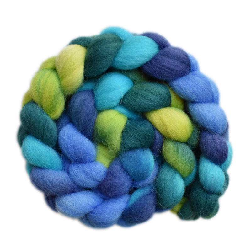 Hand painted Lleyn wool roving for hand spinning and felting