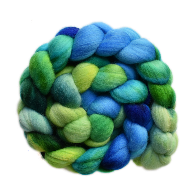 Hand painted Punta Arenas wool roving for hand spinning and felting