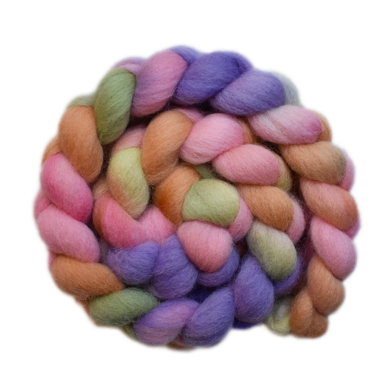 Hand  painted Galway wool roving for hand spinning and felting