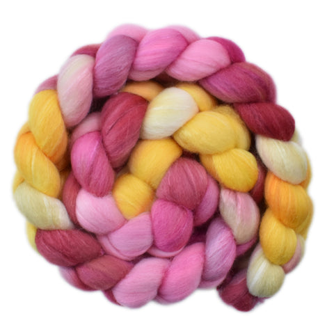 Silk / Polwarth 15/85% Wool Roving - Sunburn 1 - 4.2 ounces