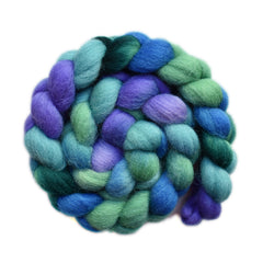 Hand paitned Lleyn wool roving for hand spinning and felting