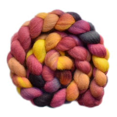 Hand paitned Lleyn wool roving for hand spinning and felting