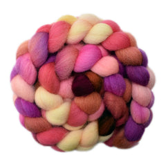 Hand painted Lleyn wool roving for hand spinning and felting