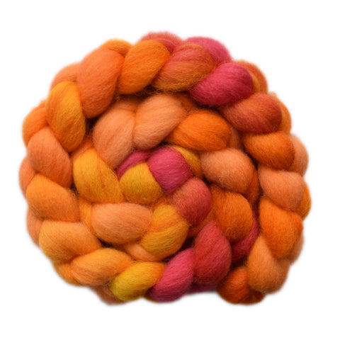 Brecknock Hill Cheviot Wool Roving - Profusion of Peaches 1 - 3.9 ounces