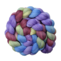 Hand painted silk / Polwarth wool roving for hand spinning and felting