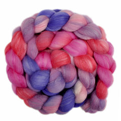 Hand painted silk / Merino wool roving for hand spinning and felting