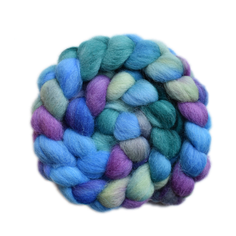 Hand painted Texel / Blackface / Lleyn wool roving for hand spinning and felting