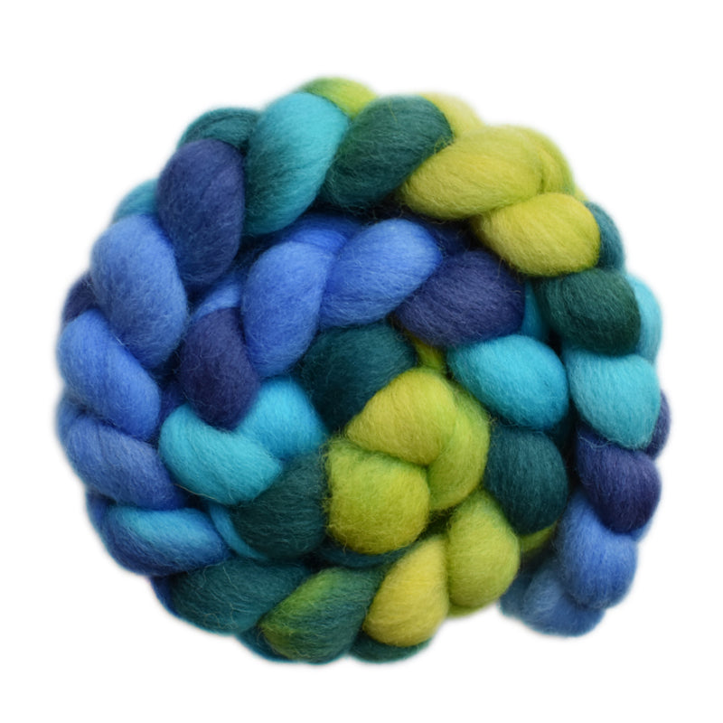 Hand painted Lleyn wool roving for hand spinning and felting