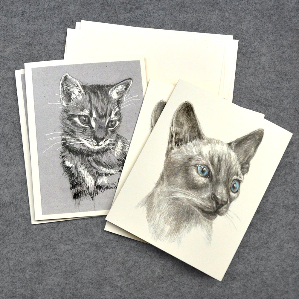 Cats drawing blank note cards