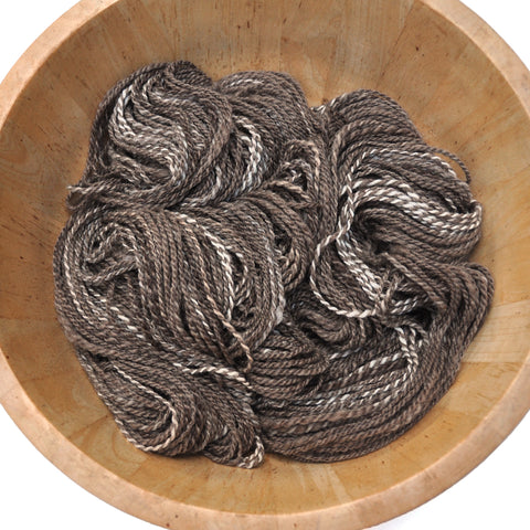 Handspun yarn - Natural color mixed Wool, worsted weight, 360 yards - Brown Blend
