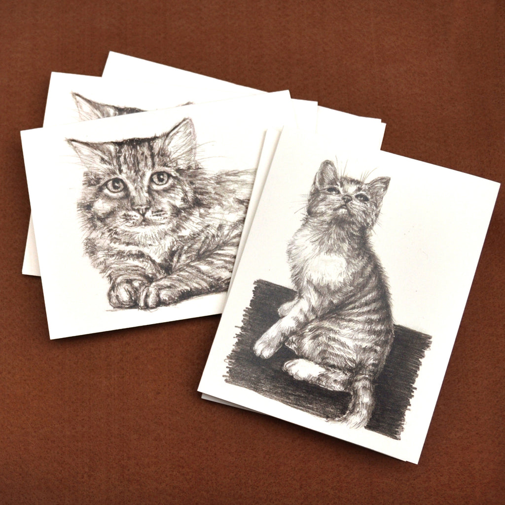 Cats drawing blank note cards