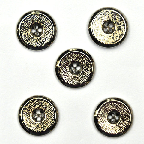 Silver Buttons with Scratch Pattern, Small - Set of 5