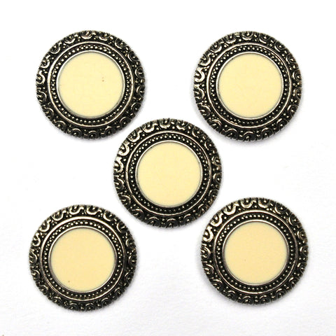 Silver Buttons with Ivory Inlay- Set of 5