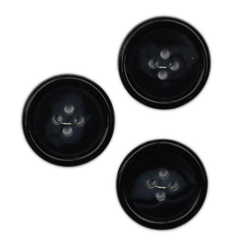 Black Buttons with Raised Edge - Set of 3
