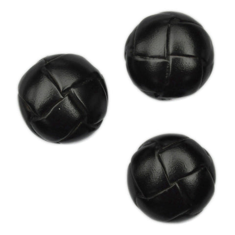 Black Faux Leather Buttons - Set of 3