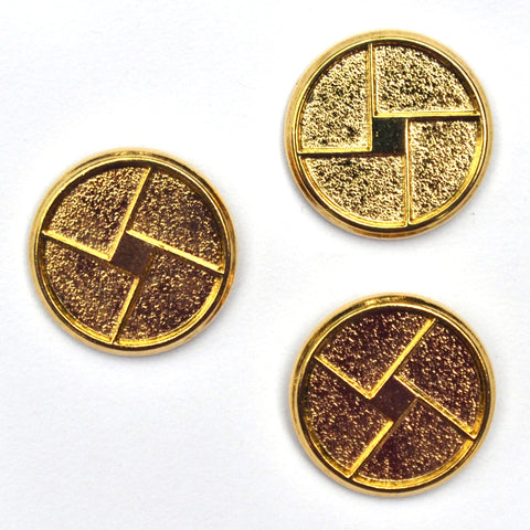 Gold Pinwheel Buttons, Large - Set of 3