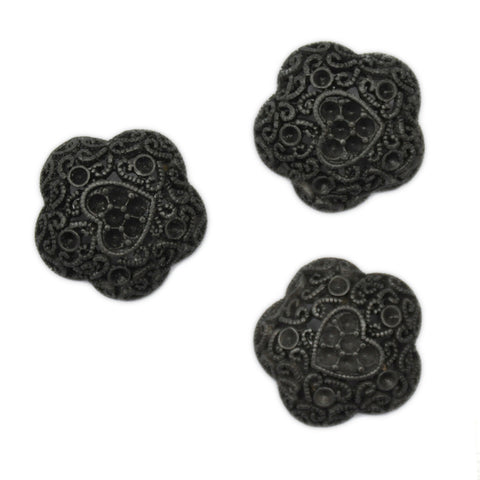 Silver & Black Filigree Buttons - Set of 3