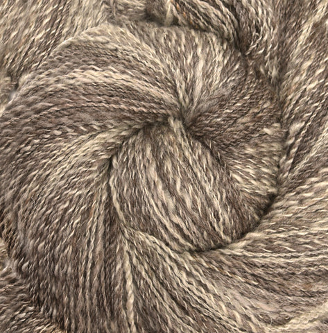 Handspun yarn - Wool, worsted weight, 500 yards - Natural Brown & White